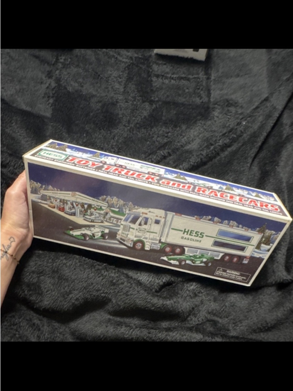 Hess Green and White Toy Truck and Racecars Collector Set